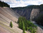 Click to enlarge Ram Falls Provincial Park, Alberta, Canada. slanted slopes seen from the staircase at Ram Falls