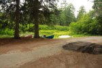 Click to enlarge Rock Lake Provincial Park, Alberta, Canada. Small boat launch area along creek in camping area.