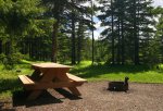 Lynx Creek Provincial Recreation Area, Alberta, Canada. A semi-treed campsite in the River Loop. (Many sites are shaded)