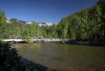 Dutch Creek Provincial Recreation Area, Alberta, Canada. A pool at a bend in Dutch Creek alongside the campground.