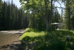 Dutch Creek Provincial Recreation Area, Alberta, Canada. One of the campsites along the rivers edge.