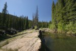 Livingstone Falls Provincial Recreation Area, Alberta, Canada. A crystal clear pool of water at the top of Livingstone Falls.