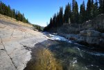Livingstone Falls Provincial Recreation Area, Alberta, Canada. Just north of the campground the Livingstone River flows over a rock formation.