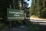 Livingstone Falls Provincial Recreation Area, Alberta, Canada. The entrance to Livingstone Falls off Highway 40.