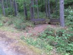 Driftwood Provincial Park, Ontario, Canada. Benches to rest on half way up large hill.