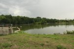 Earl Rowe Provincial Park, Ontario, Canada. Small lake with swimming area.  When beach closed due to high bacteria levels there is still the park pool.