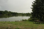Earl Rowe Provincial Park, Ontario, Canada. Small lake with swimming area.  When beach closed due to high bacteria levels there is still the park pool.