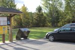 Kakabeka Falls Provincial Park, Ontario, Canada. Parking lot and fee pay station at Kakabeka Falls Provincial Park.  The fee station takes coins only.