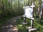 MacGregor Point Provincial Park, Ontario, Canada. Sign boards along Tower Trail to show points of interest