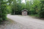 MacGregor Point Provincial Park, Ontario, Canada. Port-a potty in campground