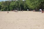 Click to enlarge Mara Provincial Park, Ontario, Canada. Volleyball courts at back of beach