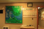 Click to enlarge Marten River Provincial Park, Ontario, Canada. Inside park office. Map and weather forecast.