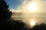 Click to enlarge Marten River Provincial Park, Ontario, Canada. Morning mist.