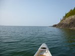 Click to enlarge Neys Provincial Park, Ontario, Canada. Canoeing in Lake Superior along the rocky shoreline.