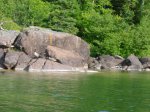 Click to enlarge Neys Provincial Park, Ontario, Canada. Rocky shoreline to the right in the bay.