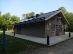 Click to enlarge Point Farms Provincial Park, Ontario, Canada. Comfort station in Colborne campground