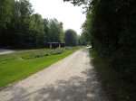 Click to enlarge Point Farms Provincial Park, Ontario, Canada. Vault toilets in Colborne campground