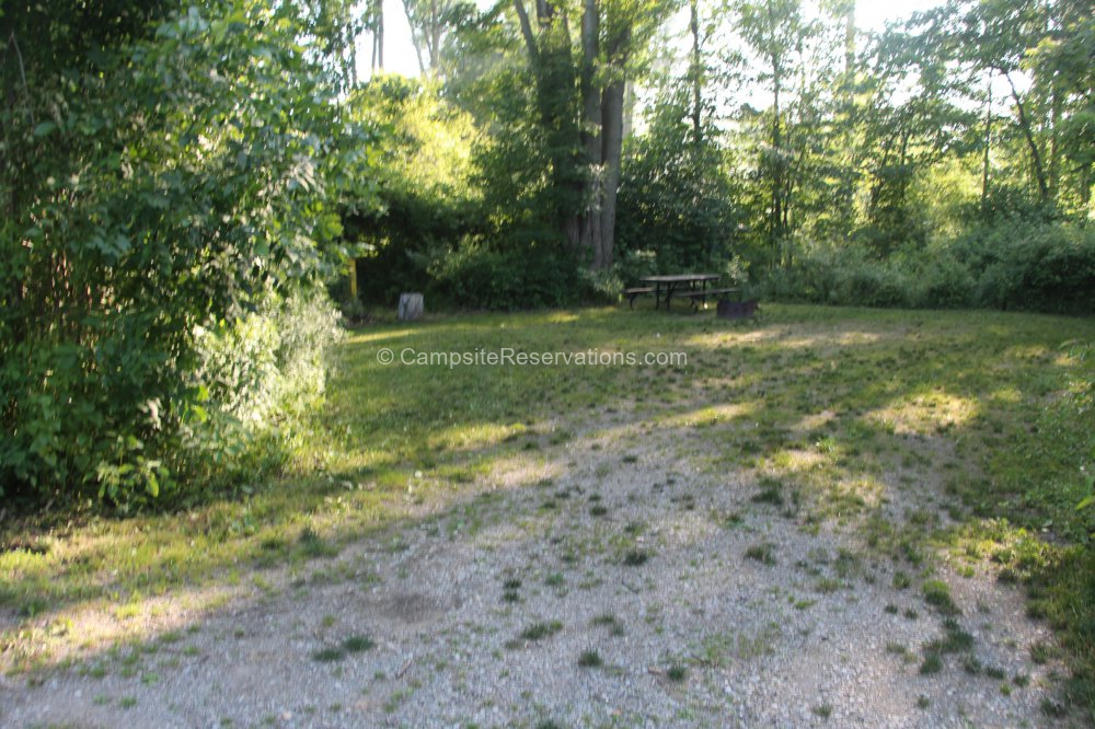 Campsite 229 in Iroquois Campground at Port Burwell Provincial Park, Ontario Canada. Campsite