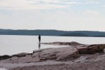 Click to enlarge Rainbow Falls Provincial Park, Ontario, Canada. Rainbow Falls Prov Park. Rossport camping area. Fishing off rocks behind camp sites