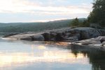 Click to enlarge Rainbow Falls Provincial Park, Ontario, Canada. Rainbow Falls Prov Park. Rossport camping area.Setting sun.