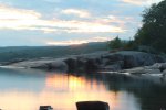 Click to enlarge Rainbow Falls Provincial Park, Ontario, Canada. Rainbow Falls Prov Park. Rossport camping area. Sun setting.