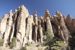 Chiricahua National Monument, Arizona, United States. Along the park road they have named different rock formations. These are part of the Organ Pipe formation.