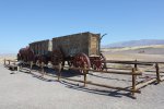 Click to enlarge Death Valley National Park, California, United States. These wagons were once used to haul borax out of what is now Death Valley National park, pulled by a team of 20 mules.