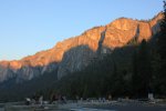 Click to enlarge Yosemite National Park, California, United States. The sun setting in Yosemite National Park leaves some great views and shadows on the mountain range. Picture taken from within the Yosemite Valley.
