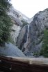 Click to enlarge Yosemite National Park, California, United States. Yosemite Falls - Upper and lower. The flow of water on the Yosemite Falls fluctuates through the year depending on the melting of the glaciers. So there will be more water flowing over Yosemite Falls in the spring, and they tend to dry up by fall.