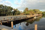 Dock and parking area  in park.