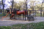 Gull Point State Park, Iowa, United States. Playground equipment in the campground.
