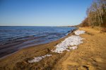 Brimley State Park, Michigan, United States. Lake Superior is the largest and northernmost of the Great Lakes. It can be a cold swim. The was shot in Mid May and there was still snow on the shore.