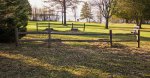 Brimley State Park, Michigan, United States. Horseshoe courts in the picnic area.