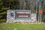 Click to enlarge Cheboygan State Park, Michigan, United States. Cheboygan State Park sign