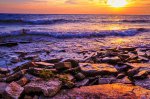 Click to enlarge Fayette Historic State Park, Michigan, United States. Sunset along the rocky shores of Lake Michigan. Fayette State Park.