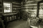 Click to enlarge Fort Wilkins Historic State Park, Michigan, United States. Interior of the blacksmiths shop at Fort Wilkins.