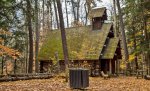 Click to enlarge Hartwick Pines State Park, Michigan, United States. Small log chapel in the woods. The chapel seats about 15 and is available as a rental for weddings. I believe it is open all the time. I was there about 7pm in the late fall and it was unlocked.