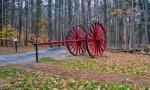 Click to enlarge Hartwick Pines State Park, Michigan, United States. Michigan logging wheels enabled lumberjacks to move several large logs at a time over soft and muddy ground. This is one of many outdoor displays located at the Logging Museum within the park.