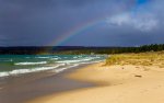 Petoskey State Park, Michigan, United States. Rainbow over Lake Michigan. Petoskey State Park. 