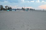 Click to enlarge Caseville County Park, Michigan, United States. Volleyball net on the beach.