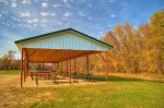 Evergreen County Park, Michigan, United States. One of two picnic shelters located along the Cass River.