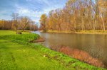 Evergreen County Park, Michigan, United States. The Cass River runs alongside the picnic area and playground. 