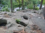 Click to enlarge Interstate State Park, Minnesota, United States. Several potholes. The visitor center is at the bottom of the hill on the right.