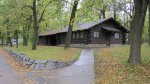 Click to enlarge Itasca State Park, Minnesota, United States. Bathroom and shower building in the Bear Paw campground.