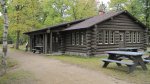 Click to enlarge Lake Bemidji State Park, Minnesota, United States. Building by the beach and picnic area.