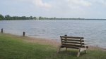 Click to enlarge Lake Carlos State Park, Minnesota, United States. Bench near Lake Carlos.