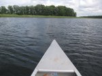 Mille Lacs Kathio State Park, Minnesota, United States. Out on the lake in the canoe.