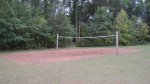 St. Croix State Park, Minnesota, United States. Volleyball net near the playground at Paint Rock Springs Campground.