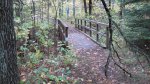 St. Croix State Park, Minnesota, United States. Wooden bridge in the woods.