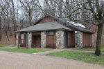 Camden State Park, Minnesota, United States. Restroom building near sites 18 and 19.